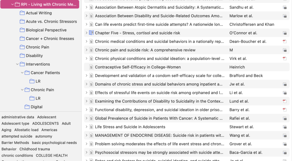 A Glimpse into my Literature Review in Zotero